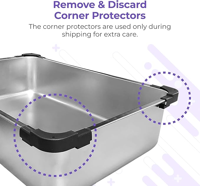 iPrimio Premium XL Stainless Cat Litter Box with Enclosure, 1 Scooper and Elevated Litter Mat - Durable, Easy to Clean and High Sides Cat Box with Step Scoop - Scratch and Bite Proof - Dark Grey