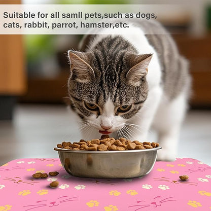 Patterned Cat & Dog Bowl Mat for Food and Water, 12"×20" Quick Dry Absorbent Pet Feeding Mat, Eco-Friendly Dog Placemat