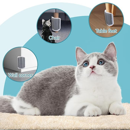 2Packs Cat Self Groomer, Wall Corner Scratcher With Catnip, Soft Brushes, Self Grooming Brush Wall Corner Massager Combs for Long Short Fur Kitten Indoor Cats (Grey)
