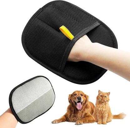 Aerbee Double-Sided Grooming Gloves for Pets, Static Removal Gloves for Pet Hair, Sueean Grooming Gloves for Pets, Reusable Pet Hair Remover Glove for Clothes Furniture Washing, Deshedding, Grooming