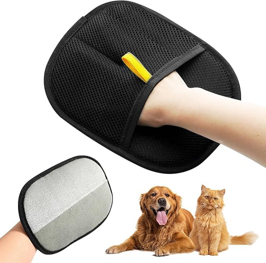 Aerbee Double-Sided Grooming Gloves for Pets, Static Removal Gloves for Pet Hair, Sueean Grooming Gloves for Pets, Reusable Pet Hair Remover Glove for Clothes Furniture Washing, Deshedding, Grooming