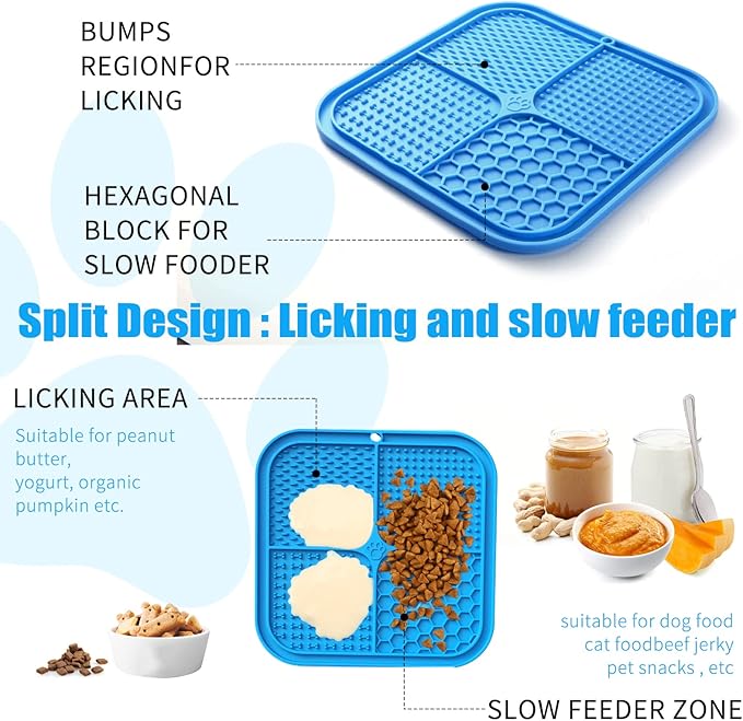 Lick Mat for Dogs, Premium Lick Pad with Suction Cups for Dog Anxiety Relief, Slow Feeder Dog Bowls, Bathing, Grooming and Training