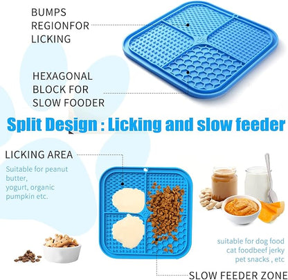 Lick Mat for Dogs, Premium Lick Pad with Suction Cups for Dog Anxiety Relief, Slow Feeder Dog Bowls, Bathing, Grooming and Training