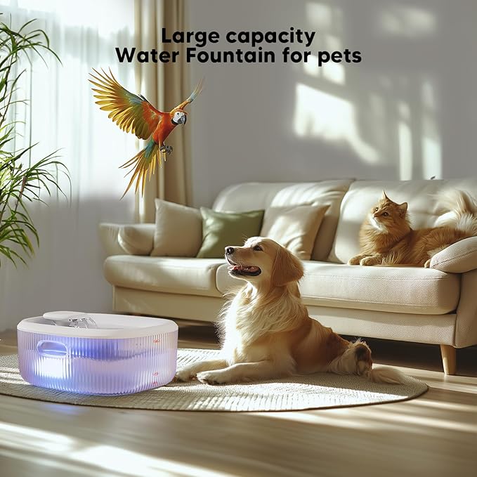 WOPET Dog Water Fountain for Large Dogs, 6L/205oz/1.7Gal Automatic Dog and Cat Water Fountain, Pet Water Dispenser with 6 Filters, Ultra-Quiet Pump, Great for Large Dogs Cats and Multi-Pet Home