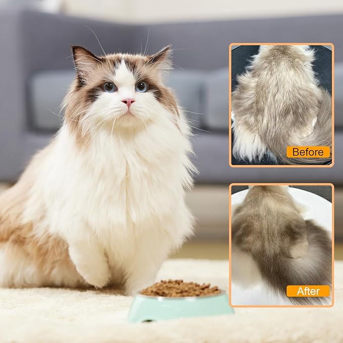 4-in-1 Rechargeable Cat & Dog Steam Brush for Shedding, Self-Cleaning Pet Groomer with Rotating Handle for Massaging & Hair Removal, for Long/Short Haired Pets (Beige)
