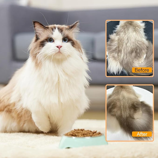 4-in-1 Rechargeable Cat & Dog Steam Brush for Shedding, Self-Cleaning Pet Groomer with Rotating Handle for Massaging & Hair Removal, for Long/Short Haired Pets (Beige)