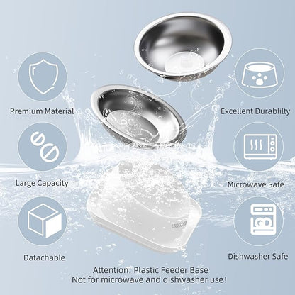 Cat Bowls Elevated Tilted Whisker Friendly, Cat Food Bowls for Indoor Cats, Shallow Food Dishes Stainless Steel, Slanted Flat Plastic Feeder Elevated Angled Design.(White)
