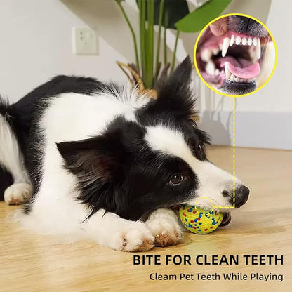 4 Pcs Large size Dog Balls, 3.15"Tennis Ball for Aggressive Chewers, Durable Bouncy Dog Toy Balls, Teething Cleaning Chew Toys, Water Toy Fetch Ball for Large Medium Dog, More Biting-Proof Atom