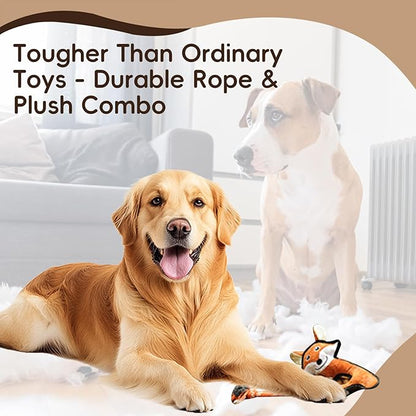 Pet Fox Rope & Plush Dog Toy - Interactive Tug Toy for Dogs | Eco-Friendly REPT Material | Durable for All Breeds