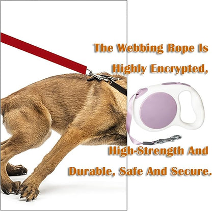 Lavender Purple Retractable Dog Leash 10 ft for Small and Medium Dogs and Cats, One Button Brake, Pause, Lock by LFCXHTY