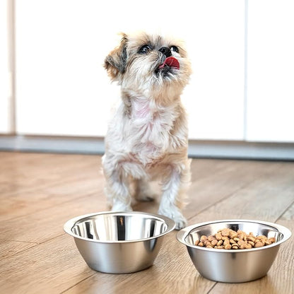 6 Pcs Stainless Steel Dog Bowl 6.5 Inch Metal Dog Bowls Food Water Container Dishwasher Thickened Puppy Food Bowls Safe Metal Plate Pet Bowl for for Small Medium Large Dogs Cats