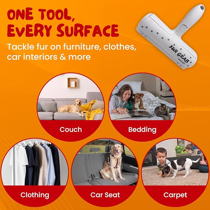 – Pet Hair Remover and Reusable Lint Roller for Furniture, Clothes, Car Seats, Bedding, Couch and Carpet- No Refills Needed, Eco-Friendly & Easy to Clean