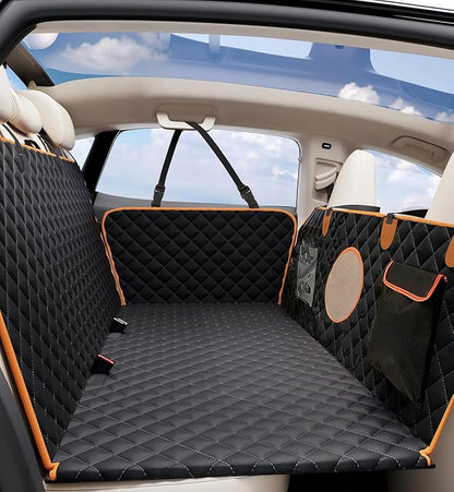 Hard Bottom Back Seat Extender for Dogs, Dog Car Seat Cover for Back Seat, Holds 420lbs, Durable Waterproof Pet Car Bed Dog Hammock for SUV/Car/Small Truck (Black)
