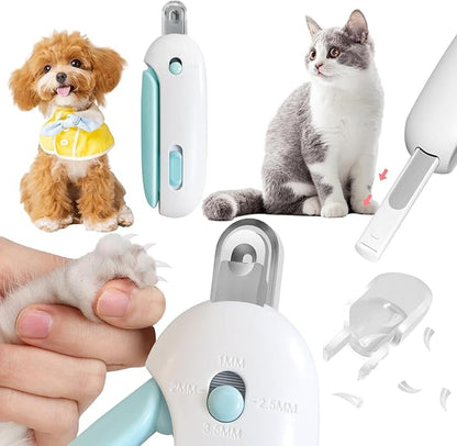 Cat Nail Clipper with Adjustable Aperture, Cat Nail Trimmer with Safety Guard & Nail File, Safe Pet Claw Clipper Grooming Tool to Avoid Over Cutting, Professional Pet Nail Cutter for Beginners (Blue)