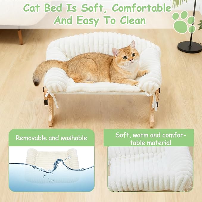 cat Window Perch for Indoor Cats Large Window Hammock with Washable Cover Suitable for All Seasons cat Window Bed for Adults Cats and Kittens(White)