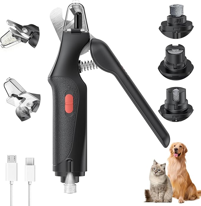 2-in-1 Cat Nail Clippers & Dog Nail Clippers Trimmers for Large Medium Small Dogs Cats Claw Trimmer Quick Sensor and Safety Guard USB Rechargeable with 2 LED Lights Dogs Nail Trimmer