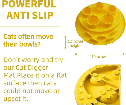Puzzle Feeder Mat, Slow Feeder for Good Eating Habits, Cat Feeder Mat, Interactive Cat Toys, Yellow