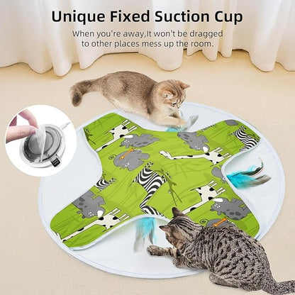 LONGJUMP Cat Toys, Cat Toys for Indoor Cats, Moving Concealed Feathers, Interactive Kitten Toys for Bored Indoor Adult Cats, Motion Activated, USB Rechargeable