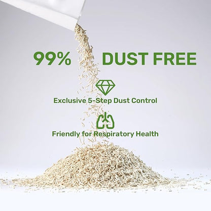FUKUMARU Tofu Cat Litter, 32lb Fast Clumping & Superior Odor Control, 100% Natural with Bean Dregs & Corn Starch, Dust-Free, Flushable, Low Tracking, Ultra Absorbent, Lightweight, 8lb x 4 Bags