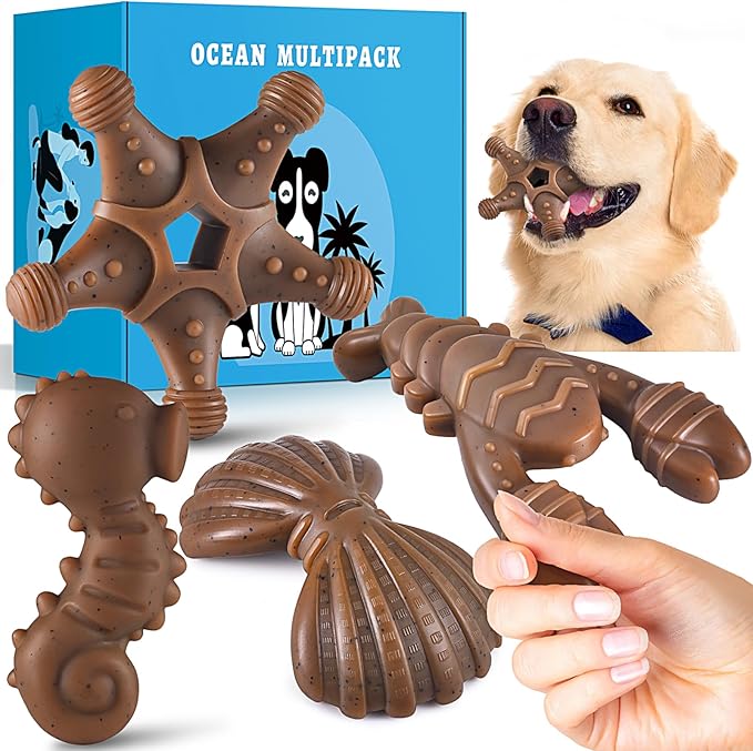 PETSTA Dog Chew Toys for Aggressive Chewers, Durable Dog Toys for Large Dogs, Heavy Duty Dog Toys/Large Dog Toys/Indestructible Dog Toys, Tough Dog Toys for Medium/Large Dogs Breed (4 Pack)