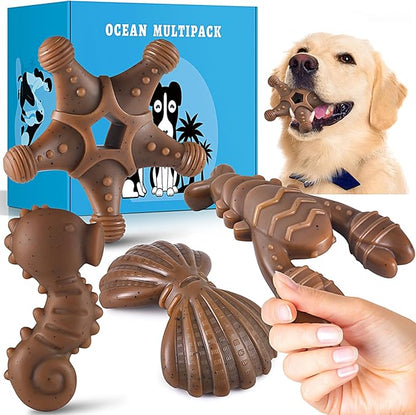 PETSTA Dog Chew Toys for Aggressive Chewers, Durable Dog Toys for Large Dogs, Heavy Duty Dog Toys/Large Dog Toys/Indestructible Dog Toys, Tough Dog Toys for Medium/Large Dogs Breed (4 Pack)