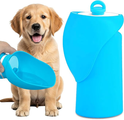 Dog Water Bottle, Leakproof Portable Water Bowl for Dog, Lightweight Water Bottle for Dogs, Food Grade Silicone, Collapsible Travel Pet Water Bottle for Outdoor Hiking Camping (Blue, 18.6 Ounces)