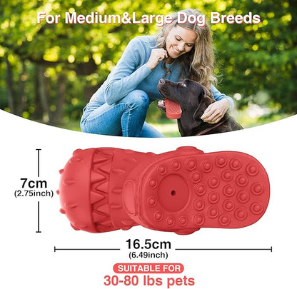 Indestructible Dog Toys, Squeaky Dog Toys for Aggressive Chewers, Tough Dog Chew Toys for Medium/Large Dogs/Heavy Duty Dog Toy (Slipper-Red)