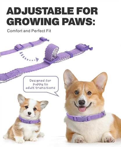 Dynmeow Soft and Breathable Cotton Dog Collar, Durable Adjustable Female Girl Pet Collar with Quick-Release Buckle, Lightweight for Sensitive Skin for Small and Medium Dogs, Purple, S