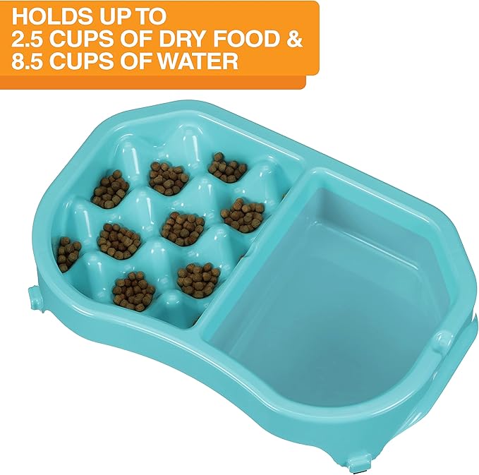 Neater Pet Brands Neater Slow Feeder Dog Bowls, Slows Down Fast Eating to Prevent Vomiting, Overeating, & Bloat, Dog Slow Feeder Bowl with Wide, Non-Slip Base, Holds 2.5 Cups Food and 8.5 Cups Water