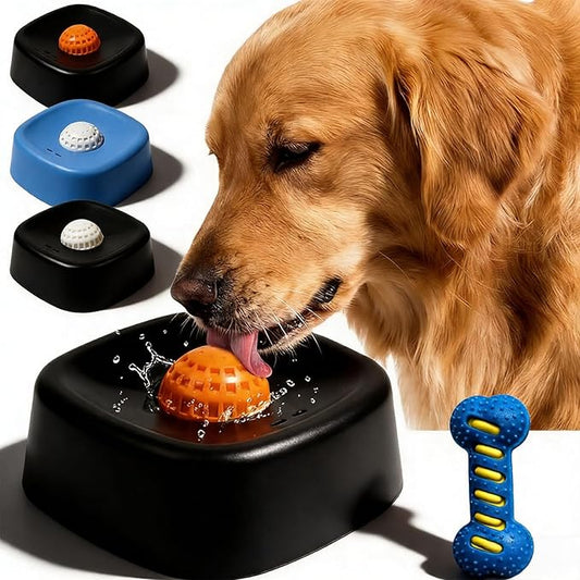 2026 Upgraded Slow Feed Liquid Dog Bowls, Anti-Slip Dog Lick Bowl with Roller Ball, Interactive Liquid Treat Dog Bowls, Bone Broth Dog Lick Bowls for Dogs and Cats (Black-B)