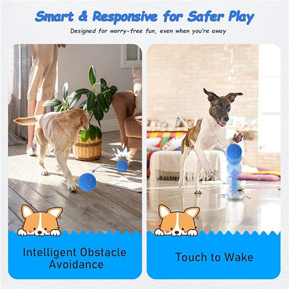Interactive Dog Ball Toy, Automatic Motion Activated Smart Rolling & Bouncing Ball, USB Rechargeable Durable E-TPU Material Pet Toy for Small Medium Large Dogs, Boredom Relief & Exercise -- Blue