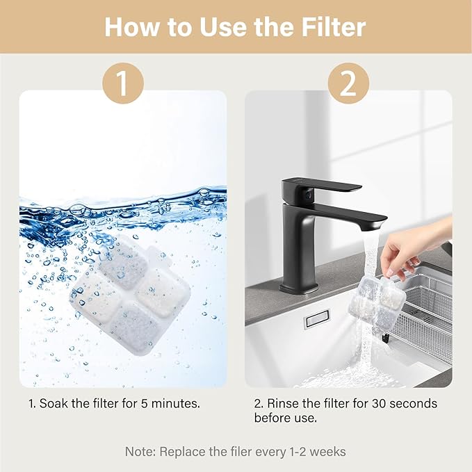 16+16 Pack Replacement Filters Compatible with Oneisall 10L/2.64Gal Stainless Steel Dog Water Fountain, Includes 16 Filters & 16 Sponges