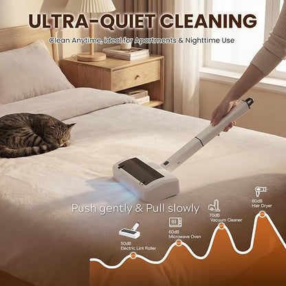 Pet Hair Remover for Carpet, Reusable Pet Hair Remover, 44 Inch Adjustable Handle, Electric Dog Cat Hair Removal Tool for Couch, Carpet