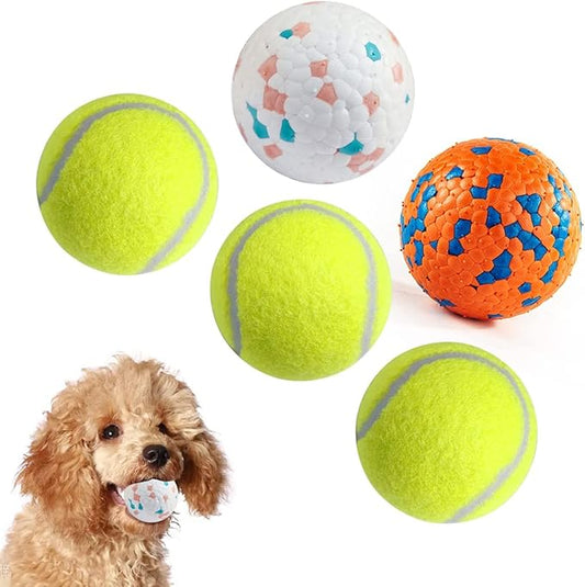 Indestructible Floating Bouncy Balls for Dogs - Small Breed, Lightweight Mini Tennis Balls - Odourless - 2.5" - 5 Pack