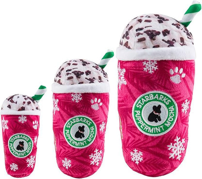 Haute Diggity Dog Starbarks Puppermint Mocha, Plush Holiday Christmas Dog Toys with Interactive Squeaker, Stimulating Pet Enrichment, Machine-Washable & Safe Materials for All Breeds, Mini Size Small