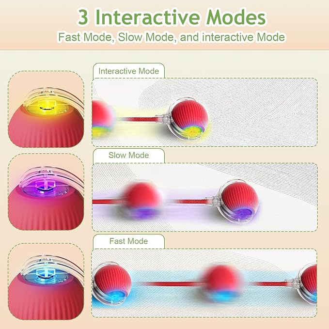 Interactive Rolling Dog Ball, 2026 New Self Rolling Dog Ball Interactive Cat Toys Automatic Cat Toy Self Moving Dog Toys, 360° Smart Automatic Toy Electric (Green)