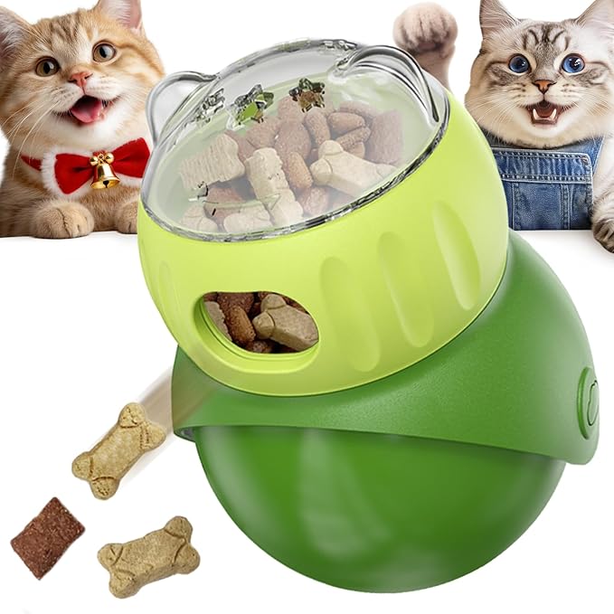 KADTC Wobble Cat Treat Dispenser Toy U.S. Brand & Design for Indoor Cats Enrichment Ball Kitten Kibble Dispensing Food Balls Slow Feeder Toys Kitty Interactive Stimulating Toys