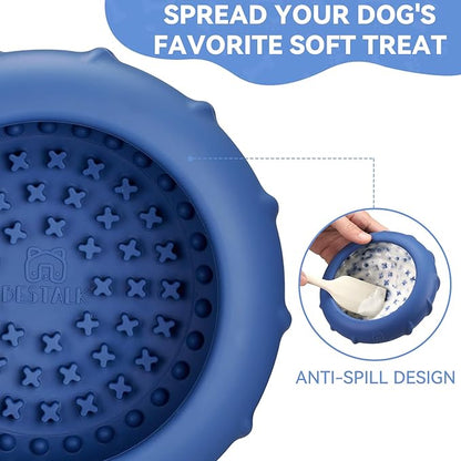 Dog Lick Bowl, Bestalk Wobbly Freeze Bowl Enrichment Feeder for Dogs, Anxiety Relief Lick Mat Puzzle Toy for Distraction, BPA Free Silicone, Dishwasher Safe(Dark Blue,S)