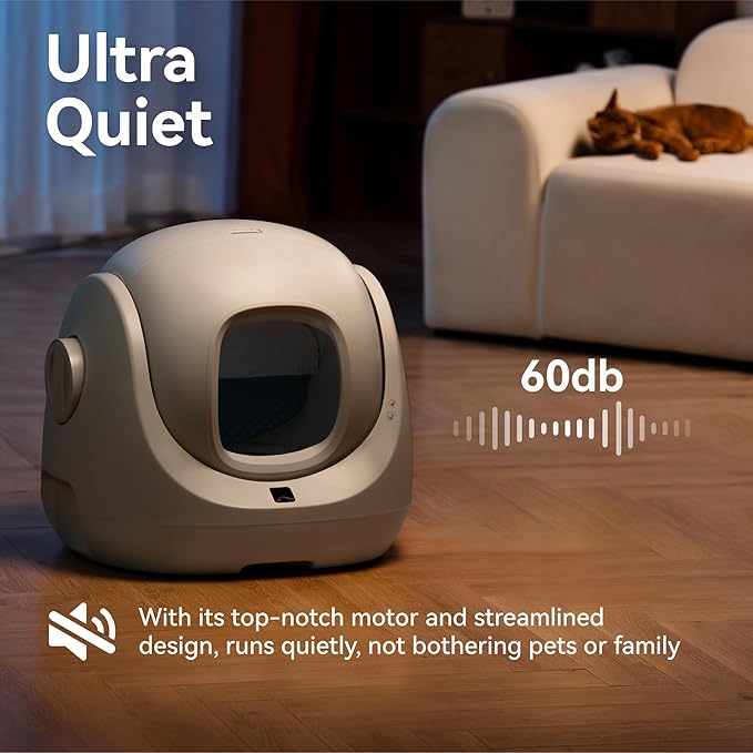 CATLINK Self Cleaning Litter Box, Pinch-Free Safety Protection, Automatic Litter Box Health Monitor for Kitten/Senior/Short-Legged, Suits Beginner/Traveler, SE Lite Grey/Large (Single-Cat Household)