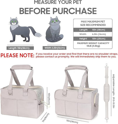 Dog Purse Carrier for Small Dogs & Puppies Up 10 Lbs, Soft Cotton Tote Pet Shoulder Bag with Pockets, Foldable & Washable Breathable Puppy Carrier for Yorkie, Chihuahua & Cats - Gray