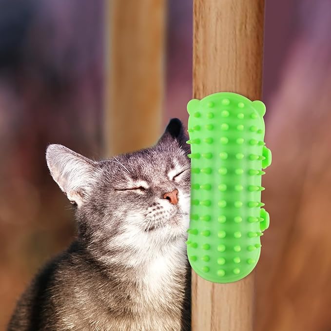 2pcs Self Cleaning Cat Brush, 2-in-1 Tickling Comb Cat Massage Brush Pet Artifact Adjustable Silicone Kitty Grooming Shedding Brush Cat Corner Scartcher Groomer for Short/Long Hair Cats Dogs (Green)