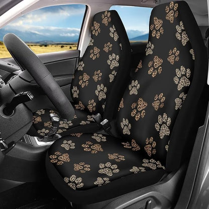 Dreaweet Leopard Print Dog Paw Car Seat Covers Front Seats Cute Car Accessories for Women 2 Piece Washable Universal Bucket Seat Covers for Cars SUV Sedan Trucks