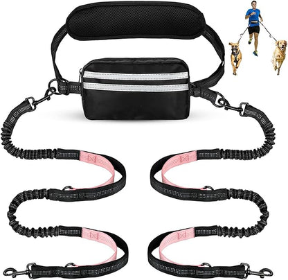 Hands Free Dog Leash, Waist Leash for Dog Walking 2 Dogs with Padded Handles, Dog Walking Accessories, Tangle Free, No Pull