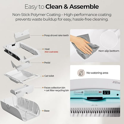 Self Cleaning Litter Box,Open-Top Automatic Cat Litter Box APP Control (2.4G/5G) with Health Tracking, Dual Safety Sensors&Odorless Design,Includes cat Litter & 3 Rolls Waste Bags (with Tent)