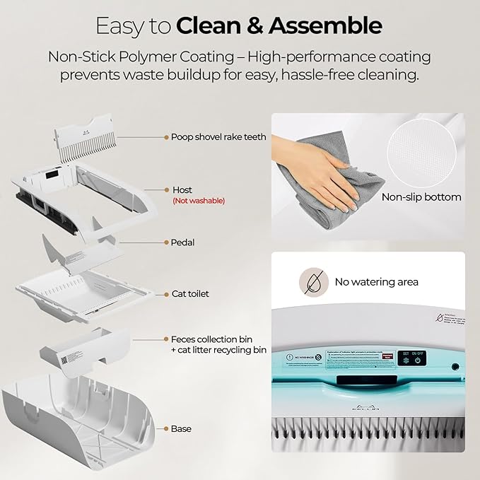 Self Cleaning Litter Box,Open-Top Automatic Cat Litter Box APP Control (2.4G/5G) with Health Tracking, Dual Safety Sensors&Odorless Design,Includes cat Litter & 3 Rolls Waste Bags(NO Tent)
