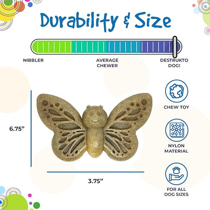 SodaPup Butterfly – Durable Dog Chew Toy Made in USA from Non-Toxic, Pet Safe, Food Safe Nylon Material for Mental Stimulation, Clean Teeth, Fresh Breath, Problem Chewing, Calming Nerves & More