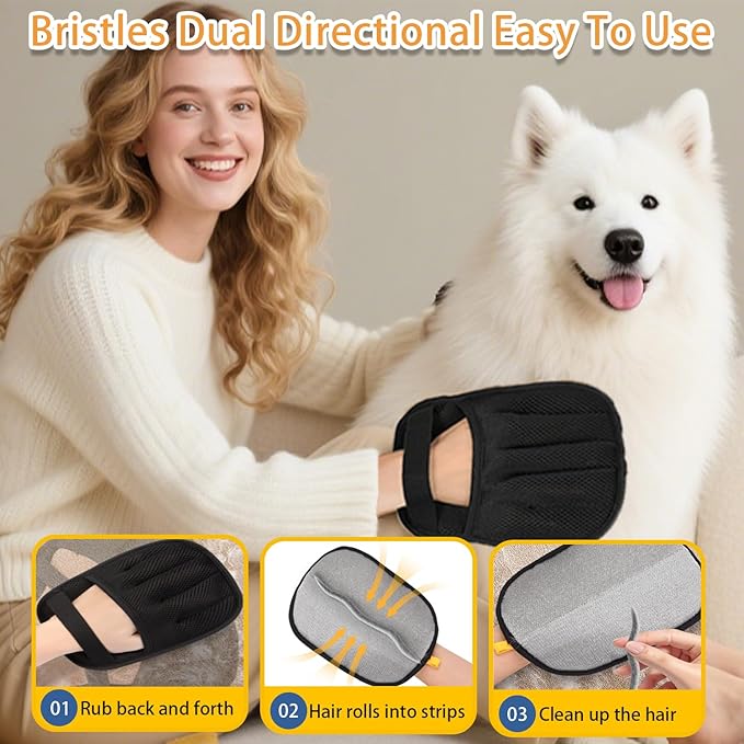 Pet Hair Remover Glove, Pet Hair Remover for Laundry, ReusableElectrostatic Dog Cat Hair Removal Gloves for Furniture