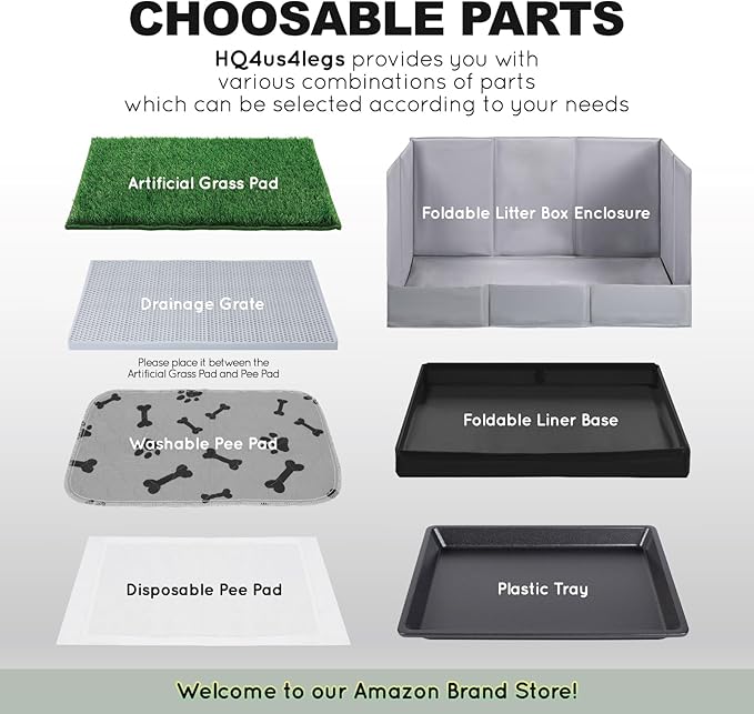 Dog Grass Pad with Tray Foldable Dog Litter Box High Walls, Odor Free Artificial Grass for Dogs Potty, Pee Pad Holder, Seamless, No Assembly, Waterproof, Easy Clean, Portable for Travel