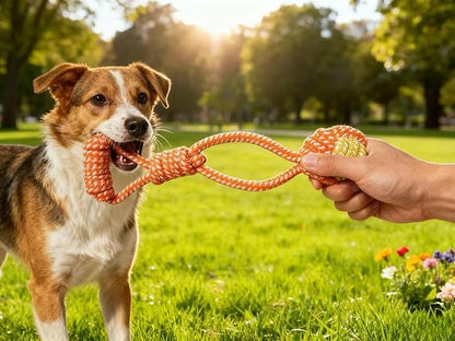 7 Pack Orange Yellow Braided Puppy Rope Toys, Durable Dog Chew Rope for Medium Large Dogs, Interactive Dog Rope Chew Toy for Chewing Tug of War Teeth Cleaning