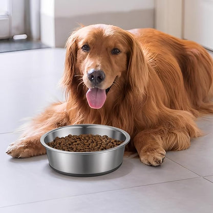 3 Pack Stainless Steel Dog Bowls, 64oz/3 Cups Silicone Base Anti-Slip Dog Metal Bowls, Food and Water Pet Bowls for Small, Medium Dogs and Cats, Dishwasher Safe